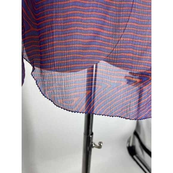 Isabel Marant Etoile Sheer Geometric Top Red Blue Long Sleeve Flowy - Picture 11 of 16